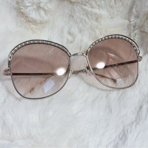 Chanel pearl sunglasses in silver-tone metal with pink gradient lenses